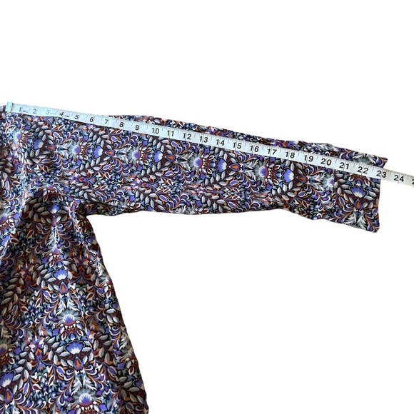 The Limited Hi-lo Purple Geometric Floral Print Long Sleeve Blouse - Sz LP - Picture 15 of 15